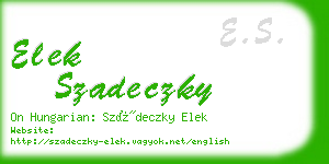 elek szadeczky business card